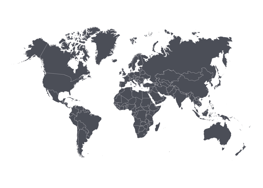 World map with countries isolated on white background. Vector illustration.